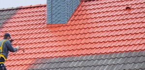 Photo de galerie - Remise en peinture sur toiture avec traitement anti mousse,décapage