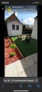 Photo de galerie - Rafraîchissement d’un petit jardin de ville création d’un gazon synthétique et massifs 