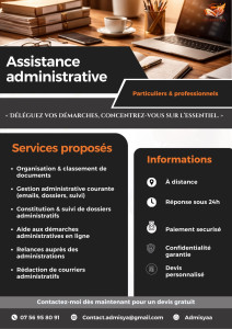 Photo de galerie - Assistante administrative à distance, j’accompagne les particuliers et les professionnels dans la gestion de leurs démarches administratives du quotidien.