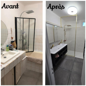 Photo de galerie - Création d'une nouvelle salle de bain avec douche italienne. reprise complète de maçonnerie plomberie électricité