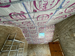 Photo de galerie - Ossature de plafond +laine+membrane 