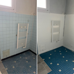 Photo de galerie - Rénovation carrelages muraux salle de bain 