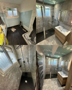 Photo de galerie - Rénovation total salle de bain sauf peinture douche italienne extrait plat 