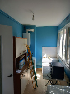 Photo de galerie - Réalisation pose de placo pose de toile de verre pose peinture couleur
