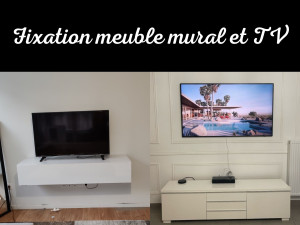 Photo de galerie - Montage de meuble TV et fixation au mur 