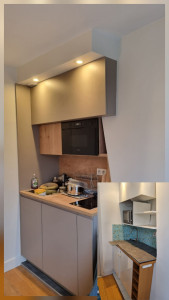 Photo de galerie - Changement carrelage cuisine agencement 
enduits mise en peinture. 
APPARTEMENT 