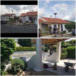 Photo de galerie - Création carport + pilier maçonné arrondi