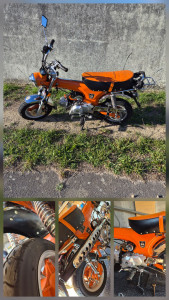 Photo de galerie - Changement des roulements de colonne de direction, changement de toutes les durites  d'arrivée d'essence, traitement de la corrosion sur la partie arrière de la moto avec sablage et peinture du pot échappement et du garde boue arriere