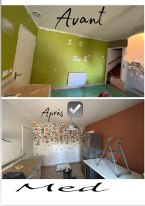 Photo de galerie - Finition en peinture (blanche / crème / marron foncé) finition un mur en papier panoramique