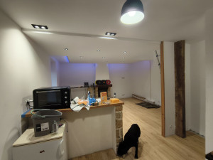 Photo de galerie - Bandeau led, éclairage, placo, bande, peinture ragréage et parquet.