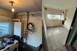 Photo de galerie - Placo et carrelage dans une buanderie 