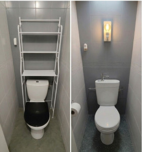 Photo de galerie - Remplacement d'un WC standard par un WC avec lave main intégré + luminaires 