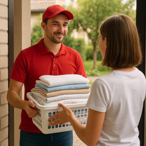 Photo de galerie - Retrait/livraison de linge repassé.