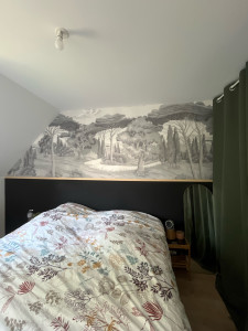 Photo de galerie - Pose d’un panoramique et soubassement en noir pour cette chambre 