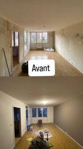 Photo de galerie - Dé-tapisse, enduit, ponçage, peinture,