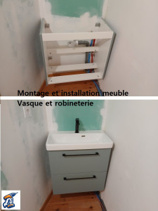 Photo de galerie - Montage et installation meuble, vasque, robinetterie
