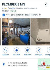 Photo de galerie - NOTRE FICHE GOOGLE : PLOMBERIE MN
SITE INTERNET : WWW.PLOMBERIEMN.FR
TEL : 06.40.92.22.25
@ : PLOMBIER.MN@GMAIL.COM 
