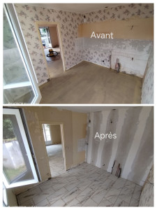 Photo de galerie - Ragréage - application d'un produit d'accrochage - pose de carrelage et joint