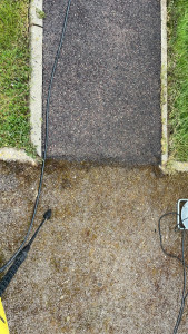 Photo de galerie - Décapage d’une allée goudronnée envahi par de la mousse 