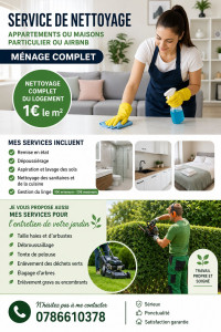 Photo de galerie - ? RECHERCHE D’HEURES DE MÉNAGE – AIRBNB & PARTICULIERS

Vous recherchez une personne sérieuse, soigneuse, organisée et motivée pour l’entretien de votre logement ?

Je propose mes services de ménage pour appartements, maisons  logements ou Airbnb, 
