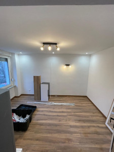 Photo de galerie - Pose de parquet, plafond BA13 , installer des spots et des lustres,enduisage , peinture, montage de meubles 