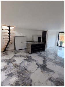 Photo de galerie - Carrelage sol salon/cuisine 