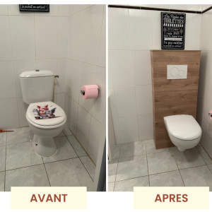 Photo de galerie - Changement de toilette basique à un toilette suspendu 