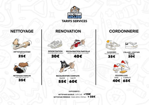 Photo de galerie - Création plaquette tarifaire (graphisme et illustration) pour Docteur Sneaker