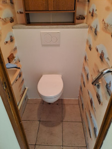 Photo de galerie - Posse d'un wc suspendus pour personne âgée avec une hauteurs demander de 52 cm 
