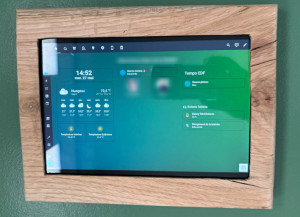 Photo de galerie - Tablette murale dédiée à la gestion centralisée de l’ensemble du système domotique.
(Home Assistant - Zigbee - Delta Dore - Sonoff)