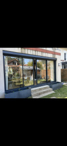 Photo de galerie - Remplacement d’une baie vitrée alu de 5 mètres, 4 vantaux
