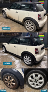 Photo de galerie -  Lavage extérieur du véhicule : Rinçage haute pression, mousse nettoyante et lavage manuel de la carrosserie, avec nettoyage approfondi des jantes pour un rendu impeccable.