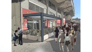 Photo de galerie - Projet de pergola Aluminium devant un restaurant