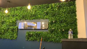 Photo de galerie - Realisation d’un mur vegetal pour une enseigne de restauration.