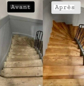 Photo de galerie - Ponçage et vernis avant après 