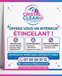 Photo de galerie - Bonjour, Je m'appelle Sara    Je suis femme de ménage et je propose mes services auprès de particuliers et professionnels. ménage régulier ou ponctuel * nettoyage complet (cuisine, salle de bain, sols) * repassage et rangement…..