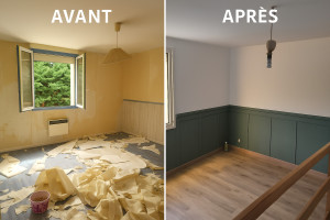 Photo de galerie - Rénovation Chambre 
Isolation, pose de parquet, pose sous-bassement peinture , électricité