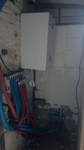 Photo de galerie - Pose de chaudière + installation complète de plomberie ( nourrice, arrivée de gaz, réseaux hydrauliques…)