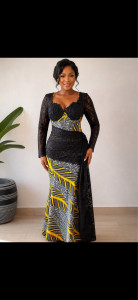 Photo de galerie - Robe wax dentelle 