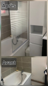 Photo de galerie - Installation pare baignoire et montage meuble salle de bain 
