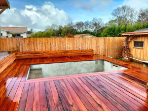 Photo de galerie - Terrasse bois exotique et jardinière 