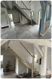 Photo de galerie - Peinture escalier poutre 