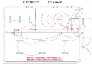Photo de galerie - Exemple de plans des réseaux électriques avant travaux. Je peux réaliser tout type de plan 2D côté, GC, cloisons, électricité, plomberie...