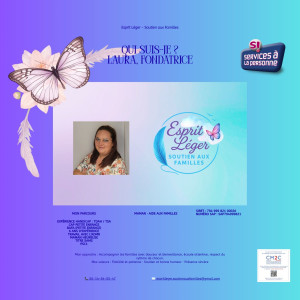 Photo de galerie - Présentation de Laura, fondatrice d'Esprit Léger.
Prestataire indépendante diplômée et déclarée pour le soutien aux familles au Houlme 