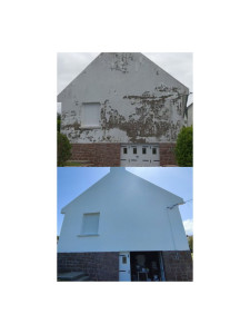 Photo de galerie - Ravalement pignon, enduit et peinture.