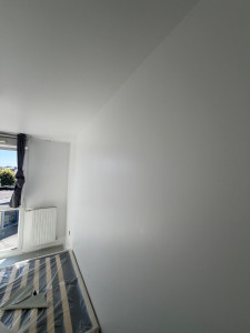 Photo de galerie - Mur et plafond fraîchement peints. Travail propre et soigné, finition impeccable