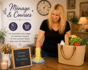 Photo de galerie - Ménage & Courses
Du soin, du sérieux et de l’attention pour votre intérieur et vos courses. Mon objectif : vous simplifier la vie, en toute confiance.
