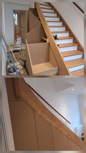 Photo de galerie - Aménagement de rangement sous escalier 