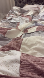 Photo de galerie - Patchwork sur mesure- reversible plaid 