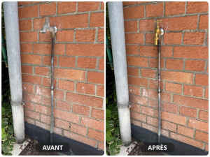 Photo de galerie - Réparation fuite sur arrivée d’eau froide d’un robinet de puisage et remplacement de celui-ci également 